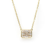 East-west 2 Ct Emerald Cut Lab Diamond Bezel Pendant Necklace (Copy) - LGG Jewelry